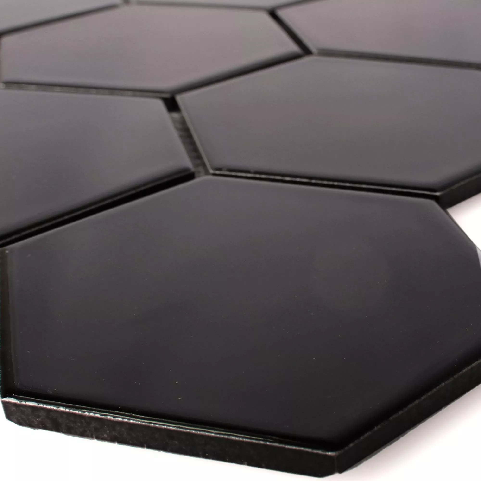 Prov Keramik Mosaik Hexagon Salamanca Svart Matt H95