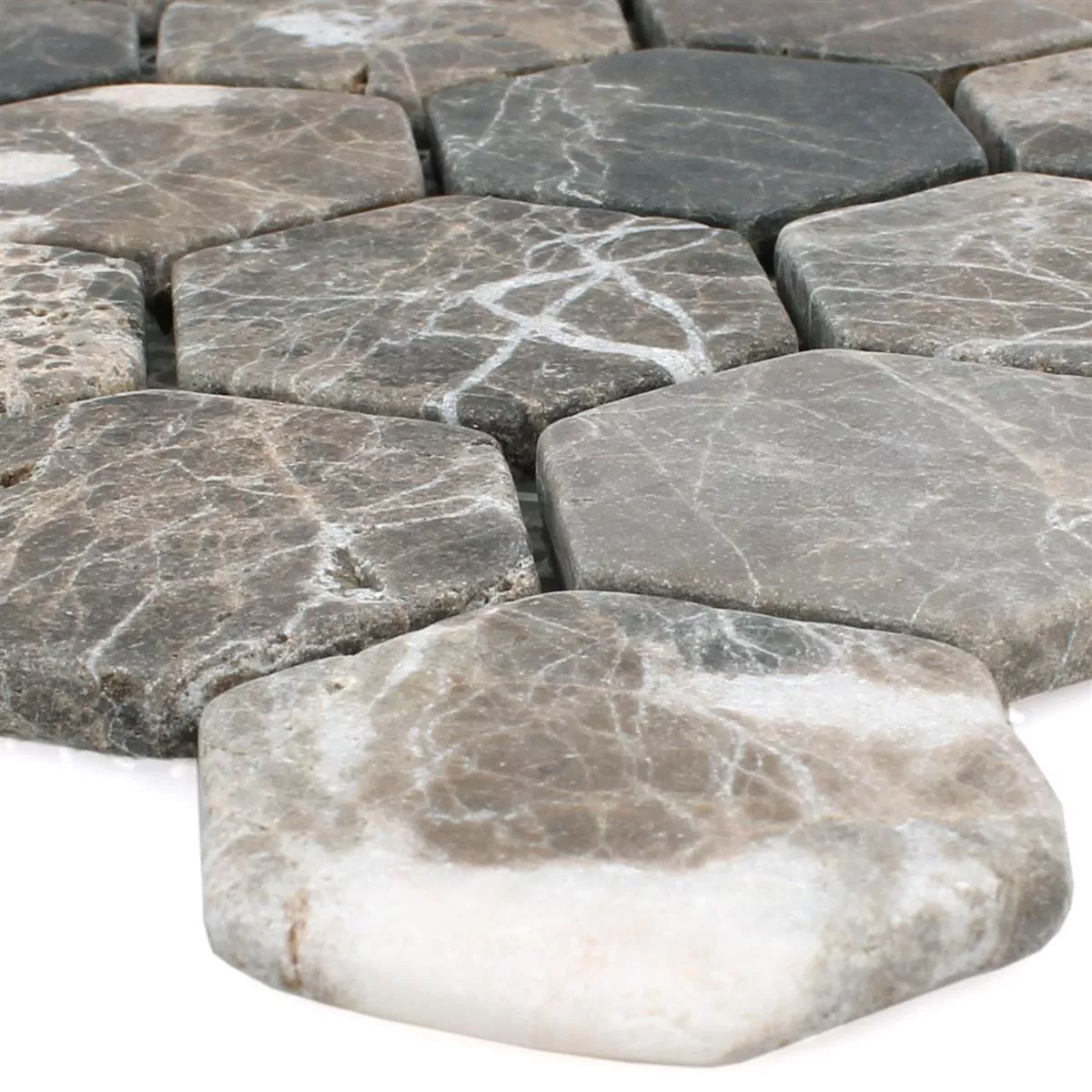 Mosaik Marmor Tarsus Hexagon Emprador Mosaik Marmor Tarsus Hexagon Emprador