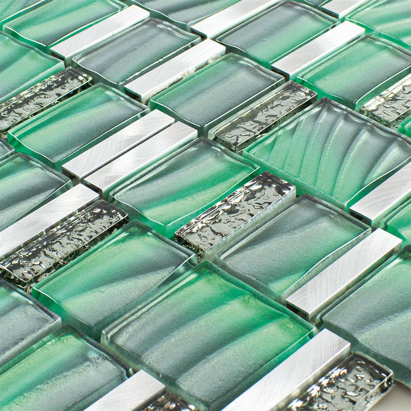 Glas Metall Mosaik Union Grön Silver