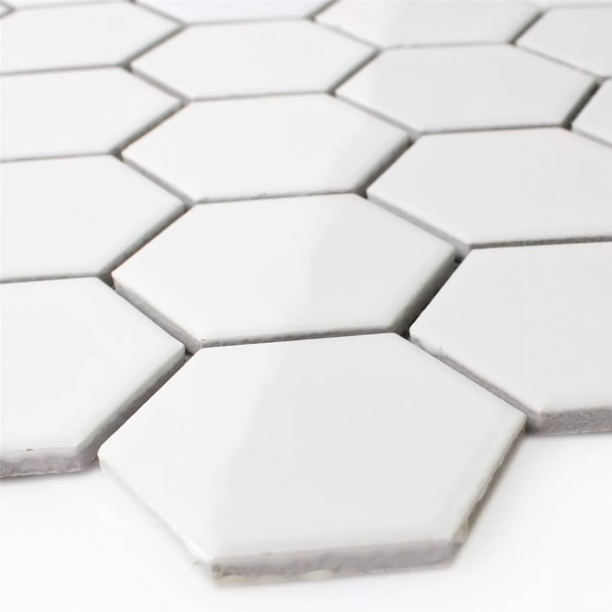 Prov Mosaik Keramik Hexagon Vit Glänsande