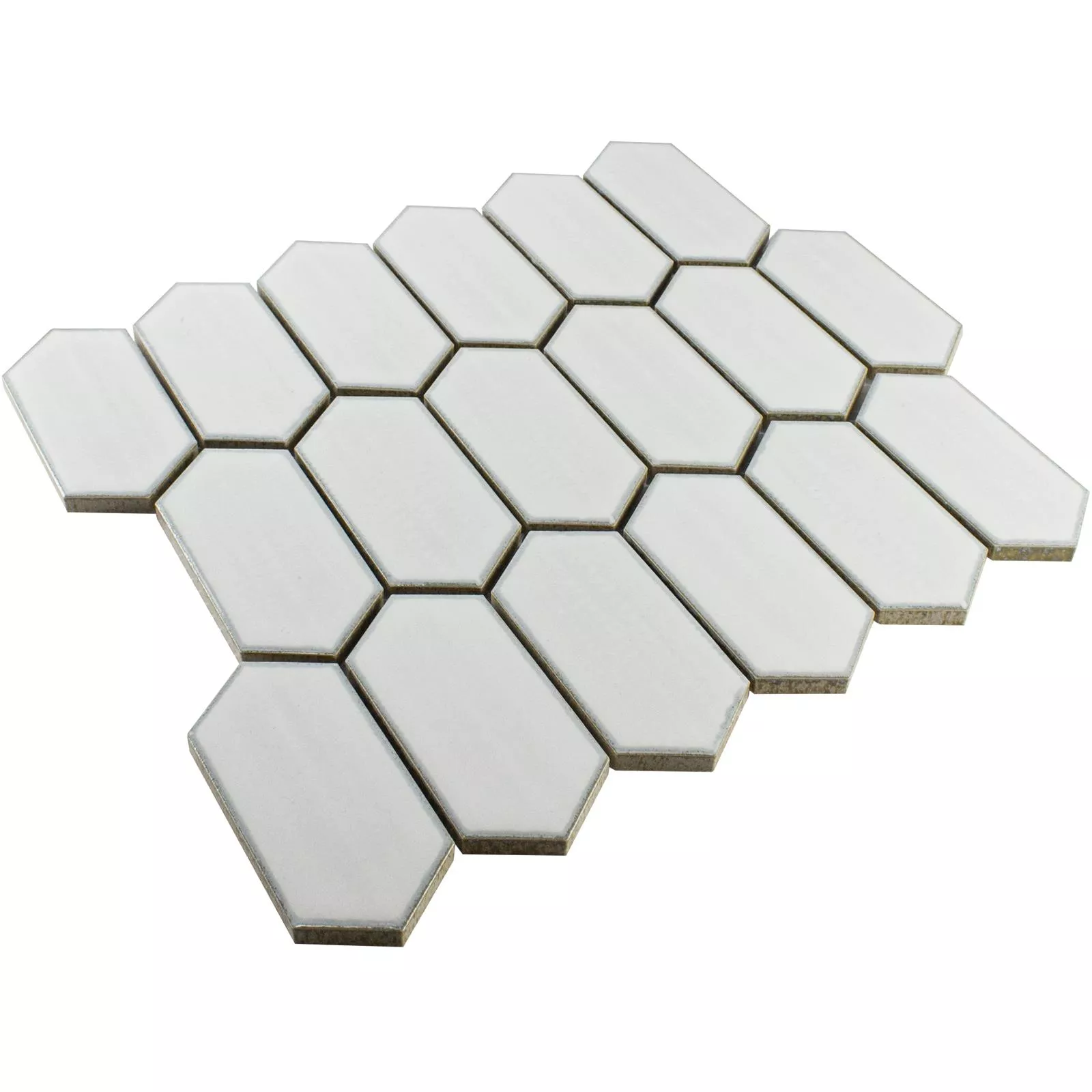 Prov Keramik Mosaik McCook Hexagon Lång Vit