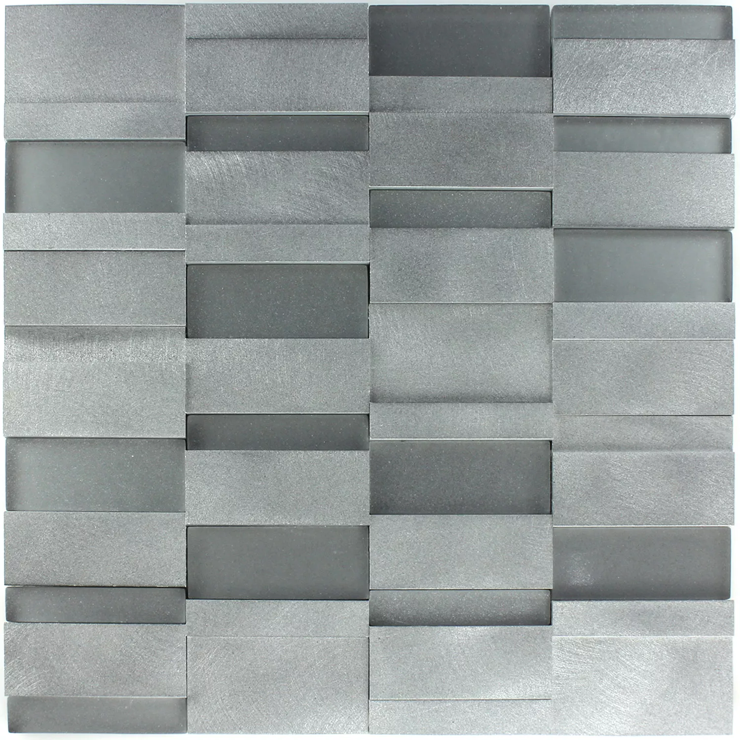 Mosaik Glas Metall Silver Mix