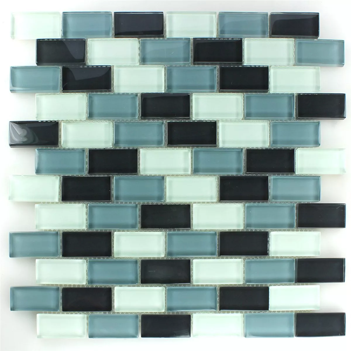 Prov Mosaik Glas Crystal Brick Grå Mix
