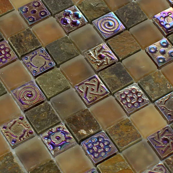 Prov Mosaik Glas Kalksten Marmor Phoenix Brun