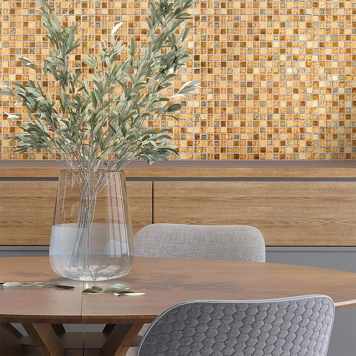 Prov Glas Marmor Mosaik Majestic Beige Guld