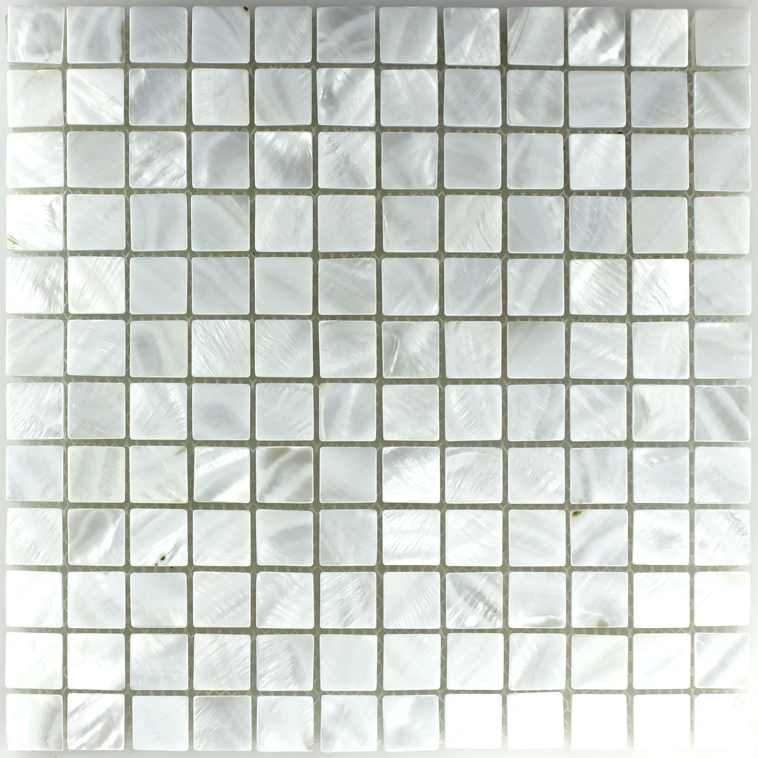 Mosaik Glas Pärlemor Effekt Elfenben Vit 23x23x8mm