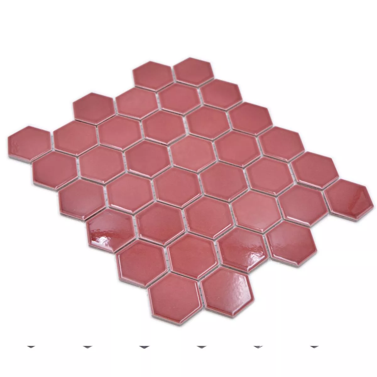 Prov från Keramikmosaik Salomon Hexagon Bordeaux Röd H51