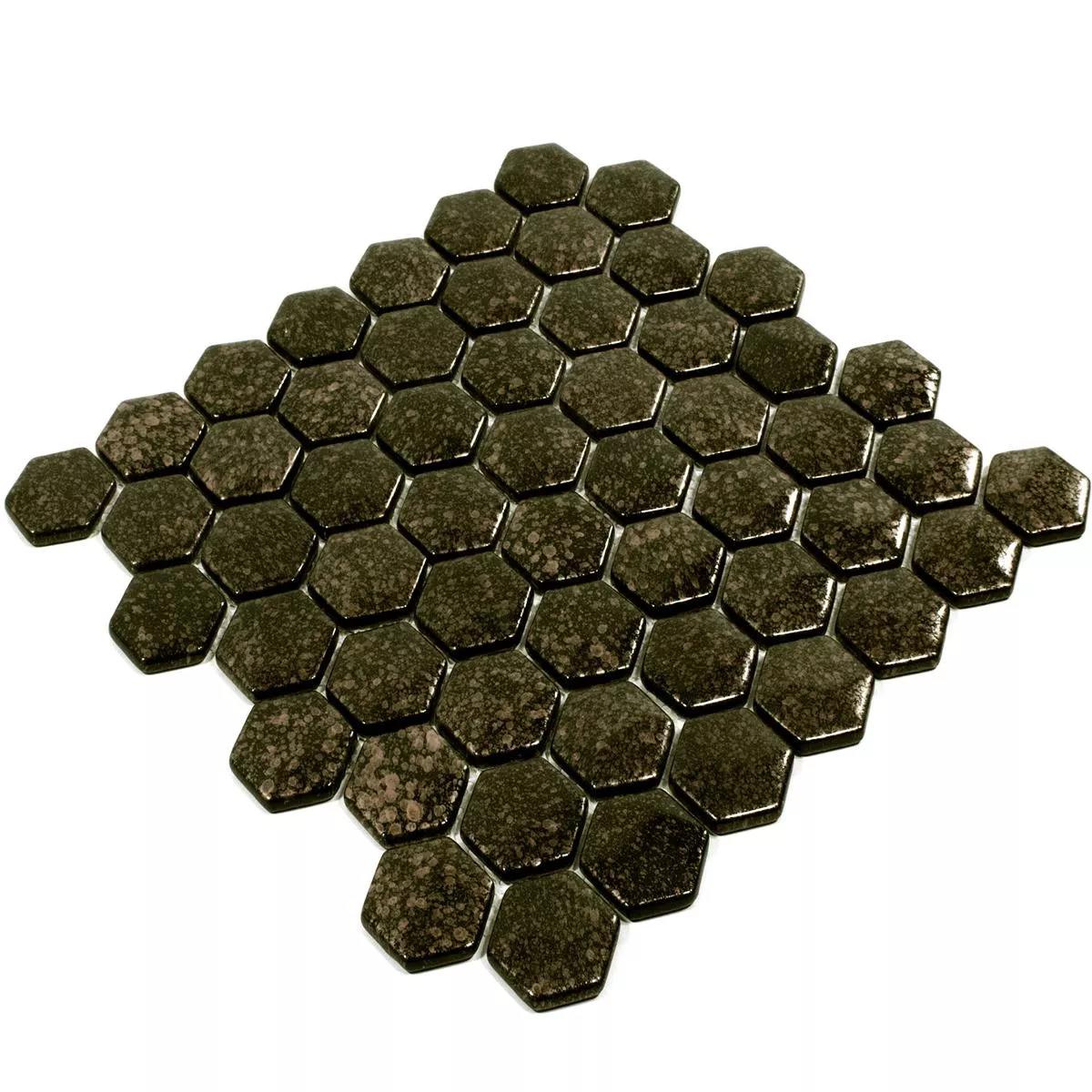 Glasmosaik Plattor Leopard Hexagon 3D Guld