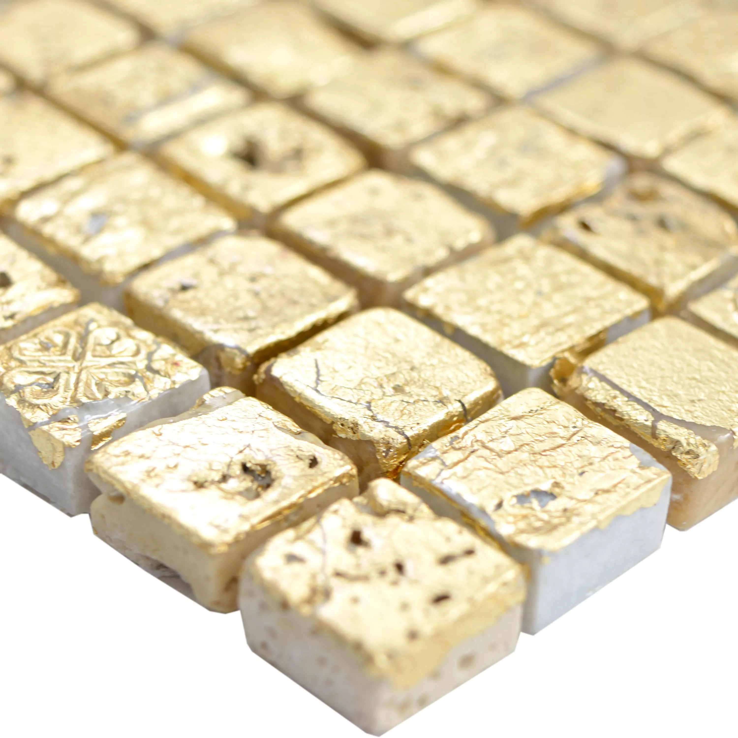 Natursten Resin Mosaik Lucky Guld