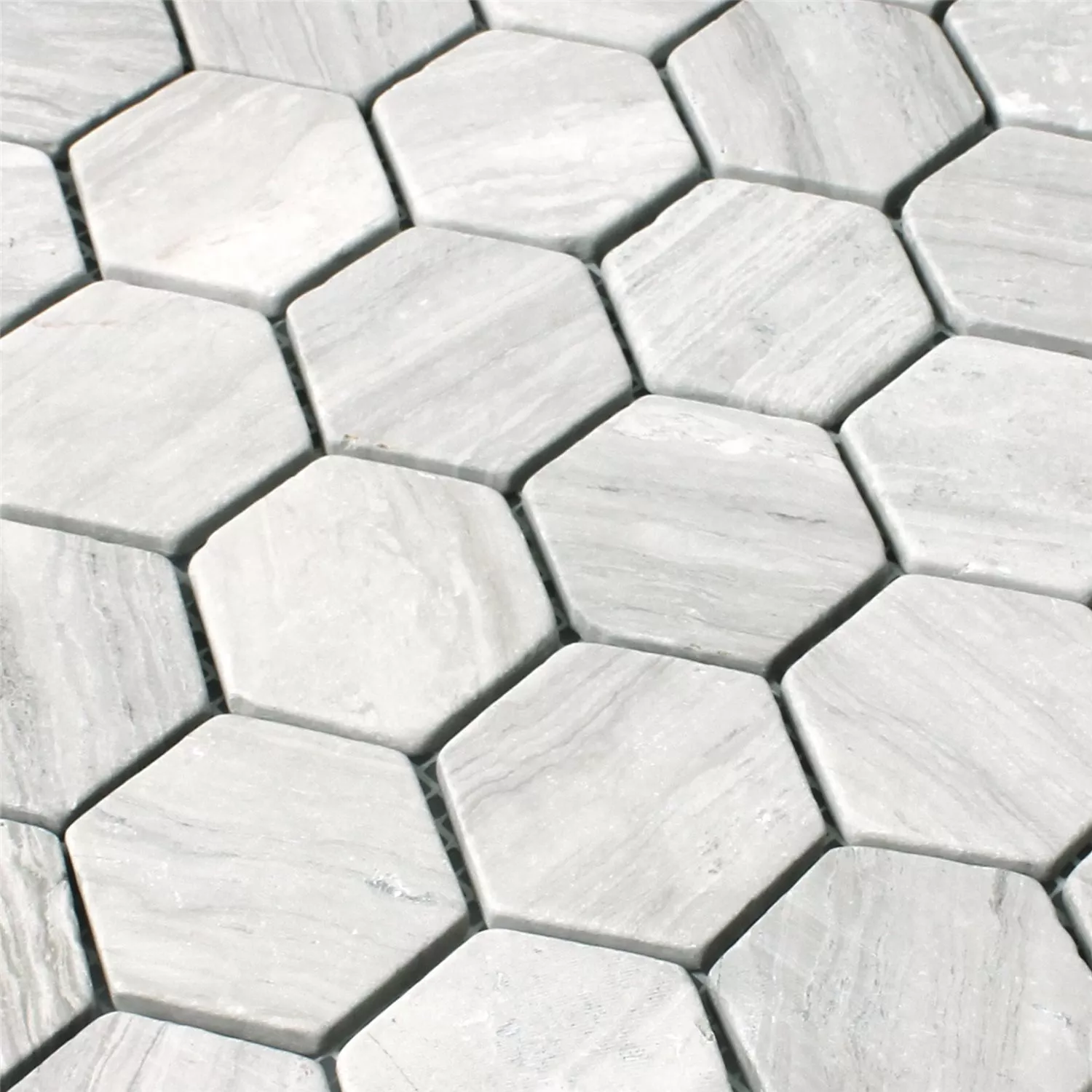 Mosaik Marmor Tarsus Hexagon Grå