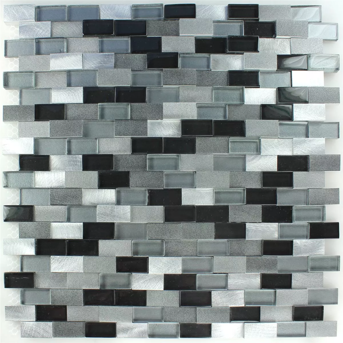 Design Mosaik Aluminium Glas 3D Svart Silver