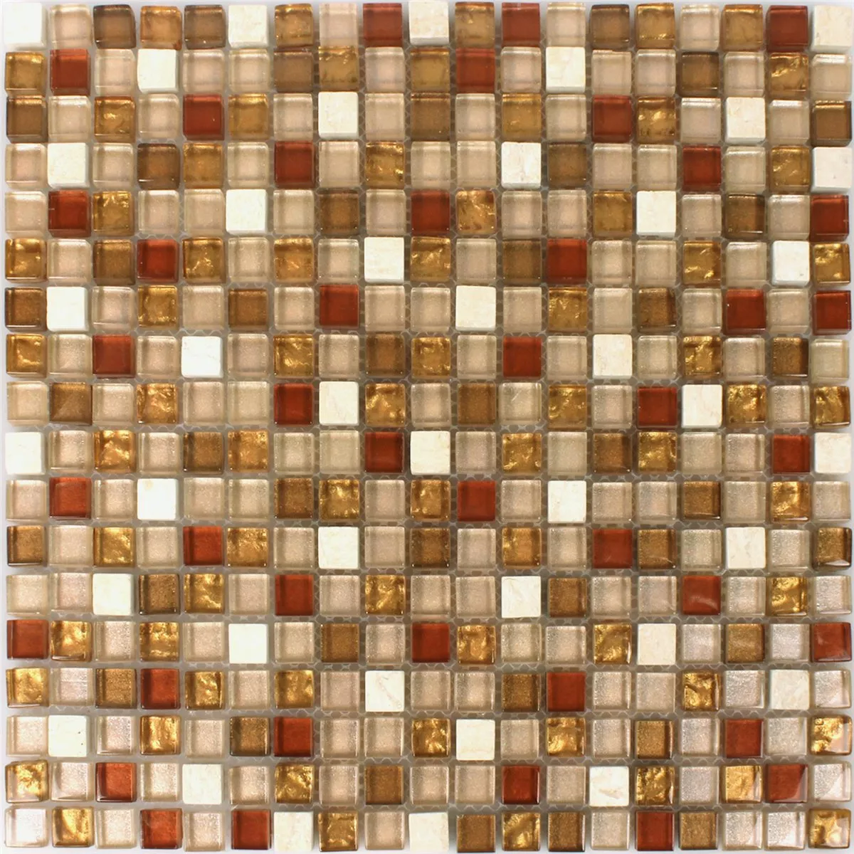 Mosaik Glas Natursten Mix Ocker Guld