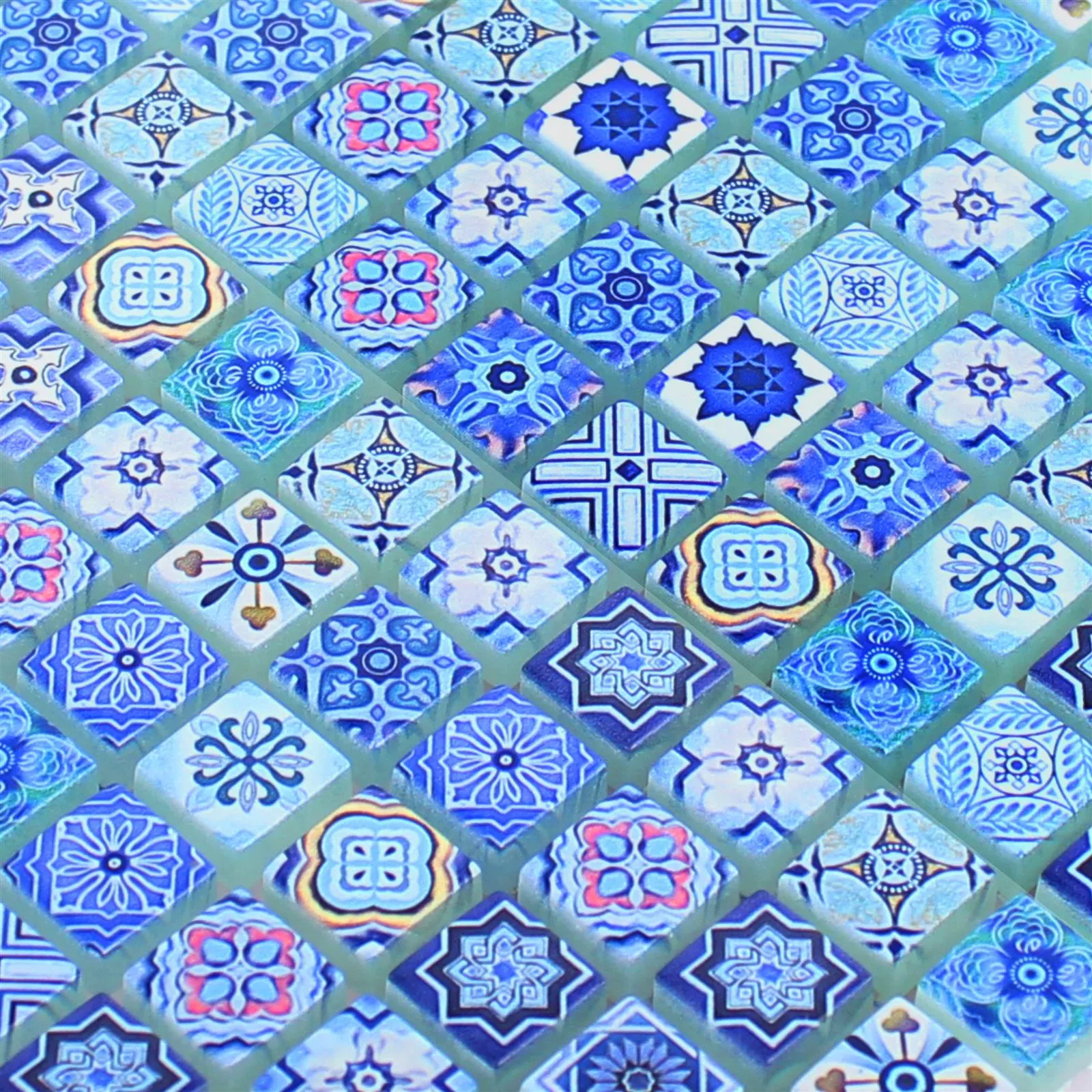 Prov Glasmosaik Plattor Marrakech Blå