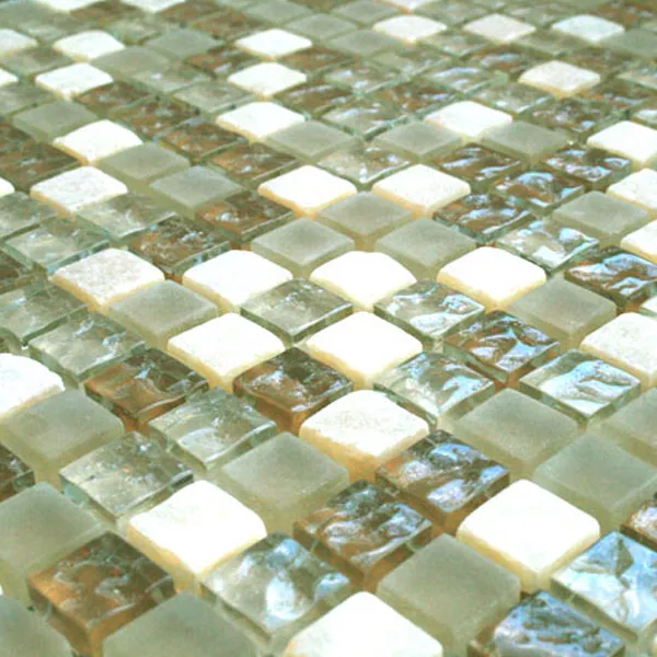 Mosaik Glas Marmor 15x15x8mm Beige Mix Onyx