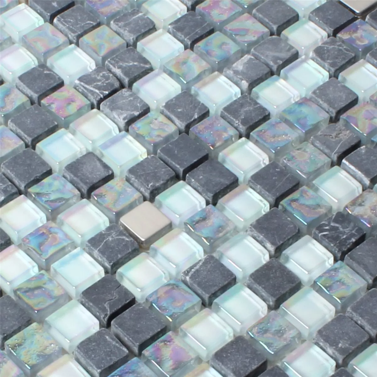 Prov Glas Marmor Pärlemor Effekt Mosaik Grå Mix