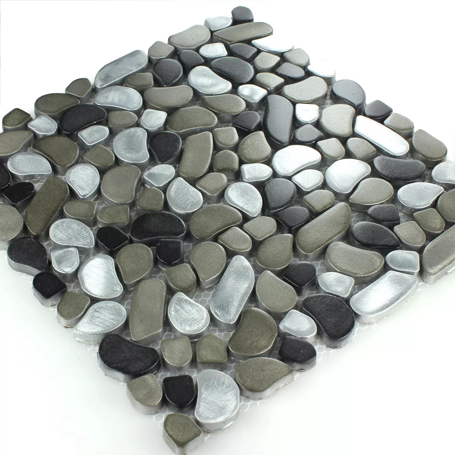 Mosaik Rostfritt Stål Kiesel Design Black Silver