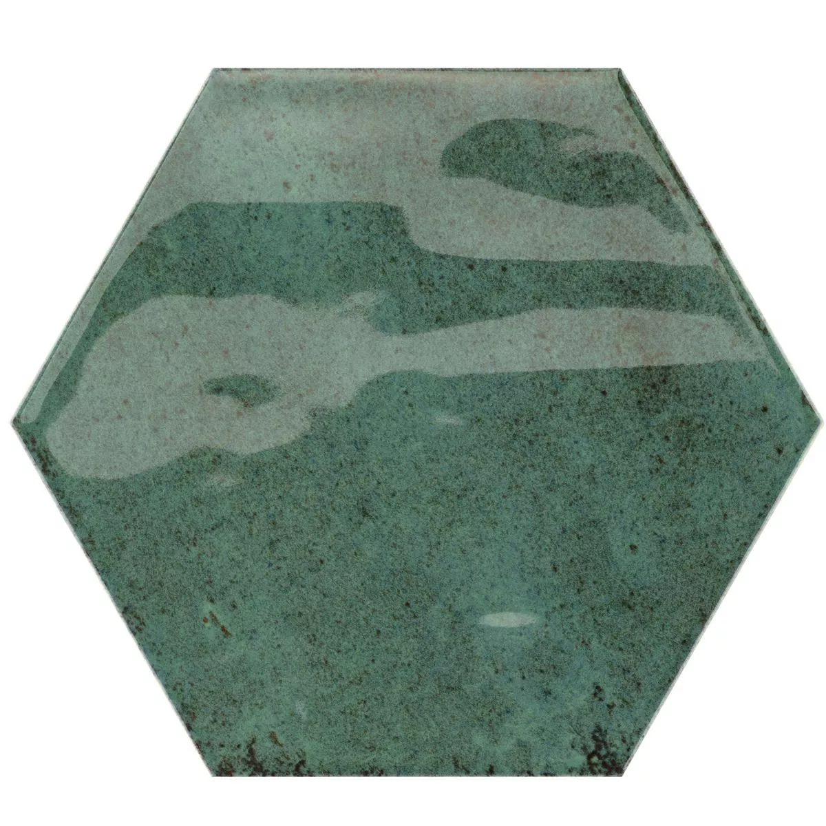 Prov Kakel Arosa Glänsande Korrugerad Hexagon Smaragdgrön 17,3x15cm