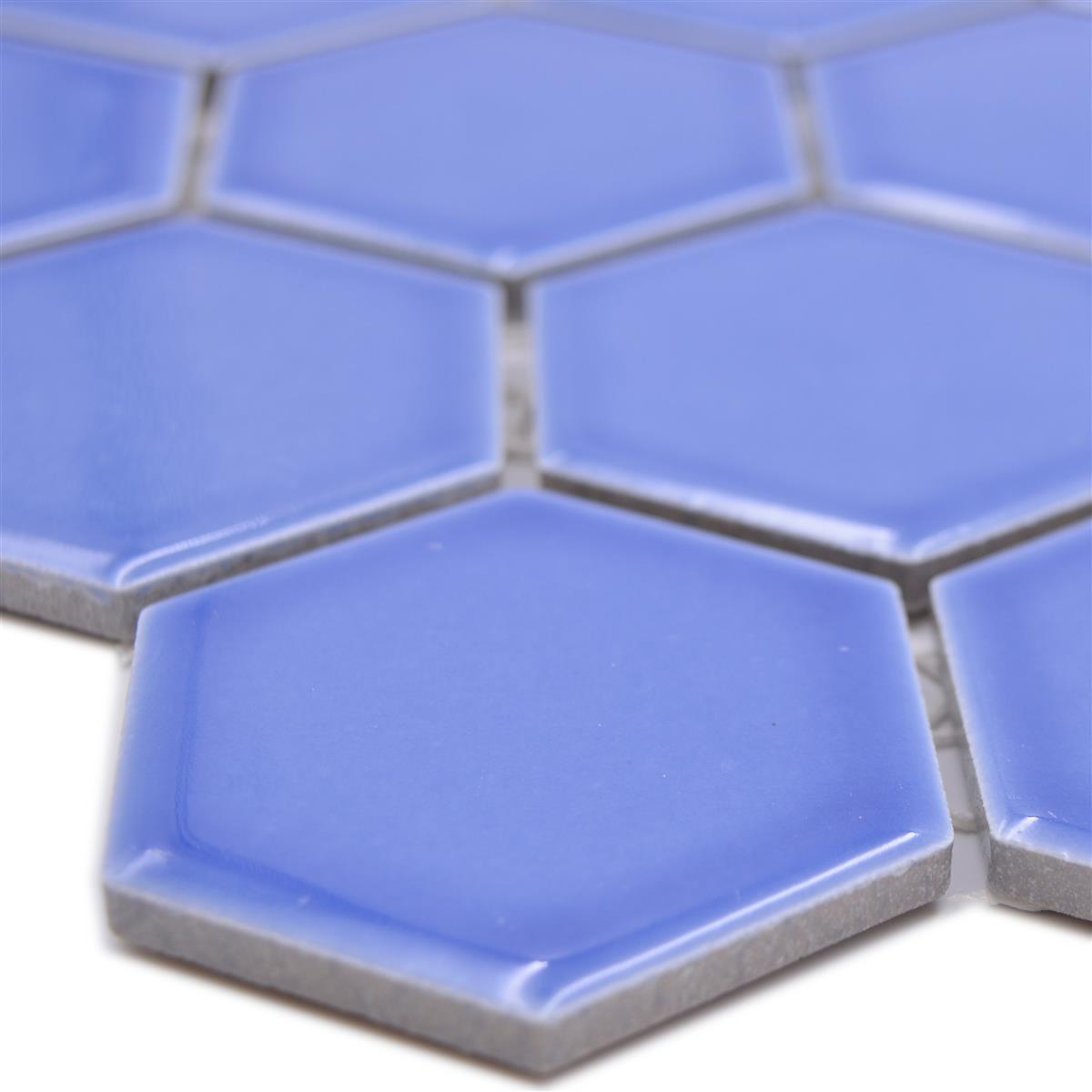 Prov från Keramikmosaik Salomon Hexagon Ljusblå H51