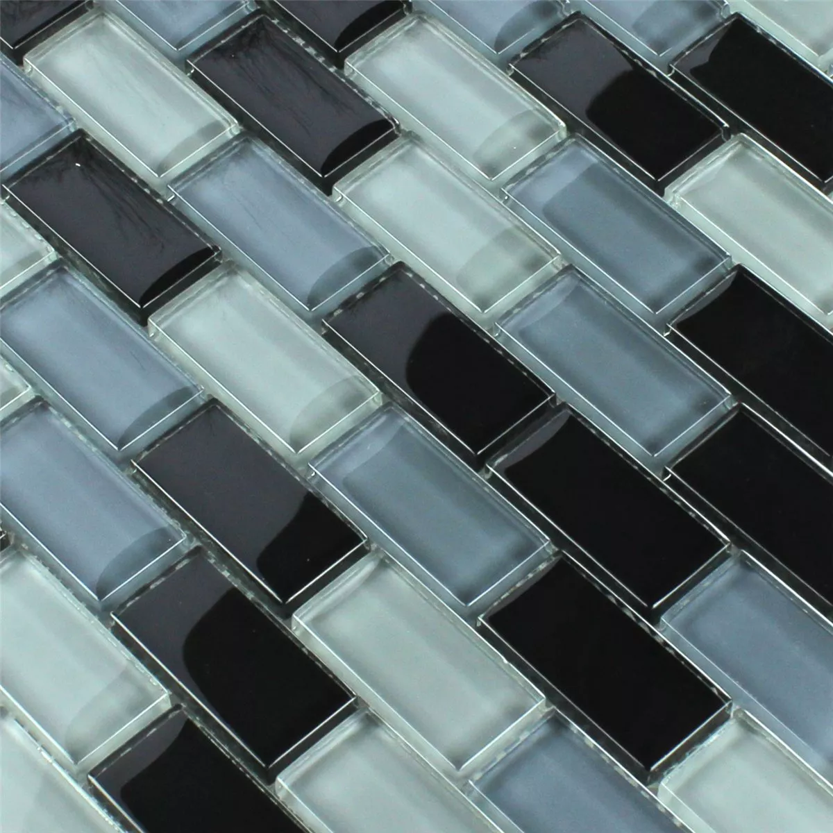 Mosaik Glas Crystal Brick Svart