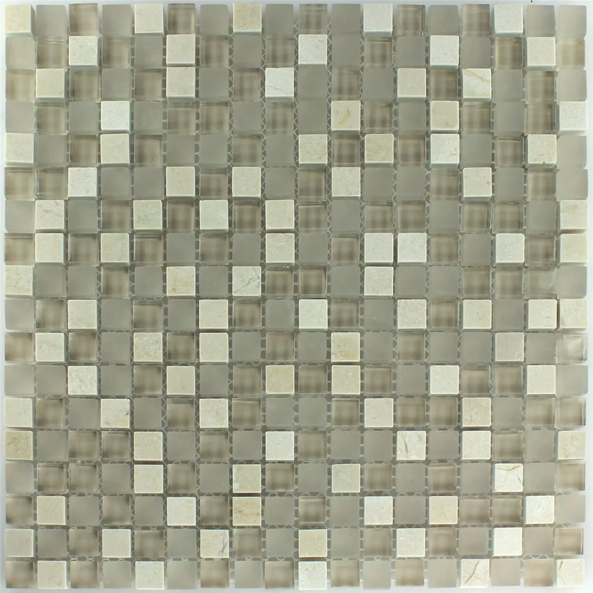 Mosaik Glas Marmor Barbuda Grädde 15x15x8mm