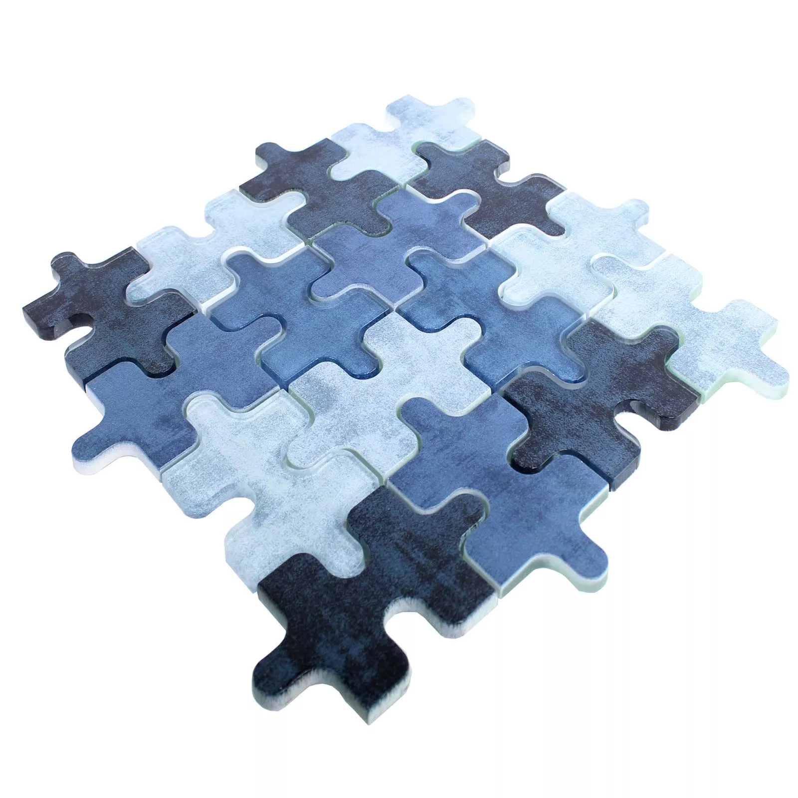 Glasmosaik Plattor Puzzle Blå