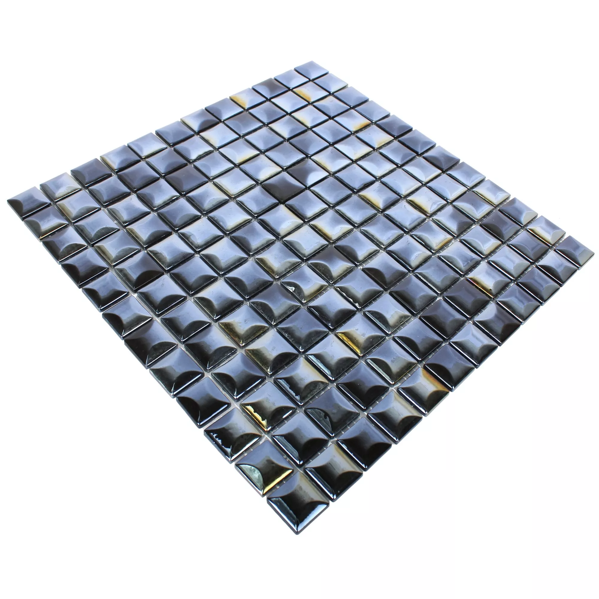 Glasmosaik Plattor Monrovia Svart 3D Metallic