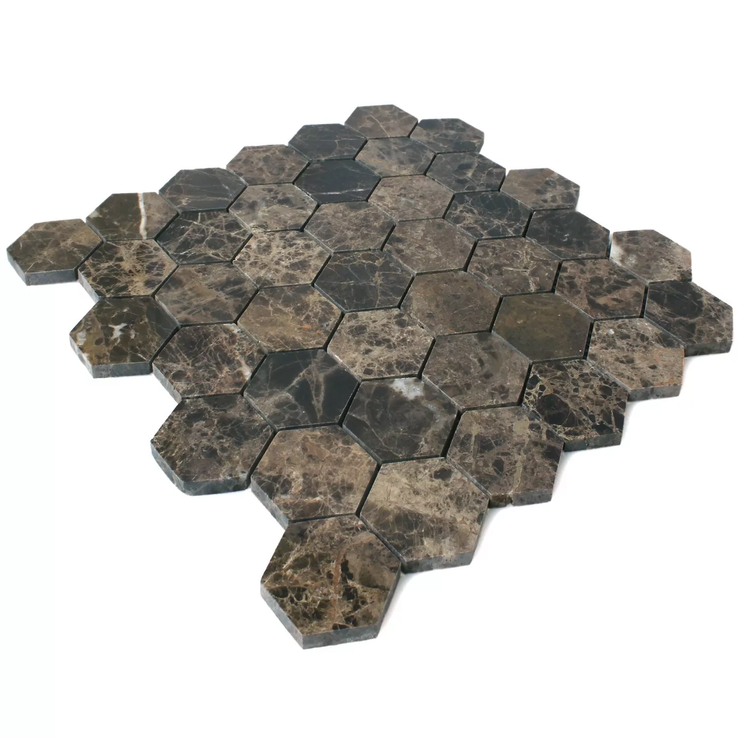 Mosaik Marmor Xalapa Hexagon Emperador Polerad