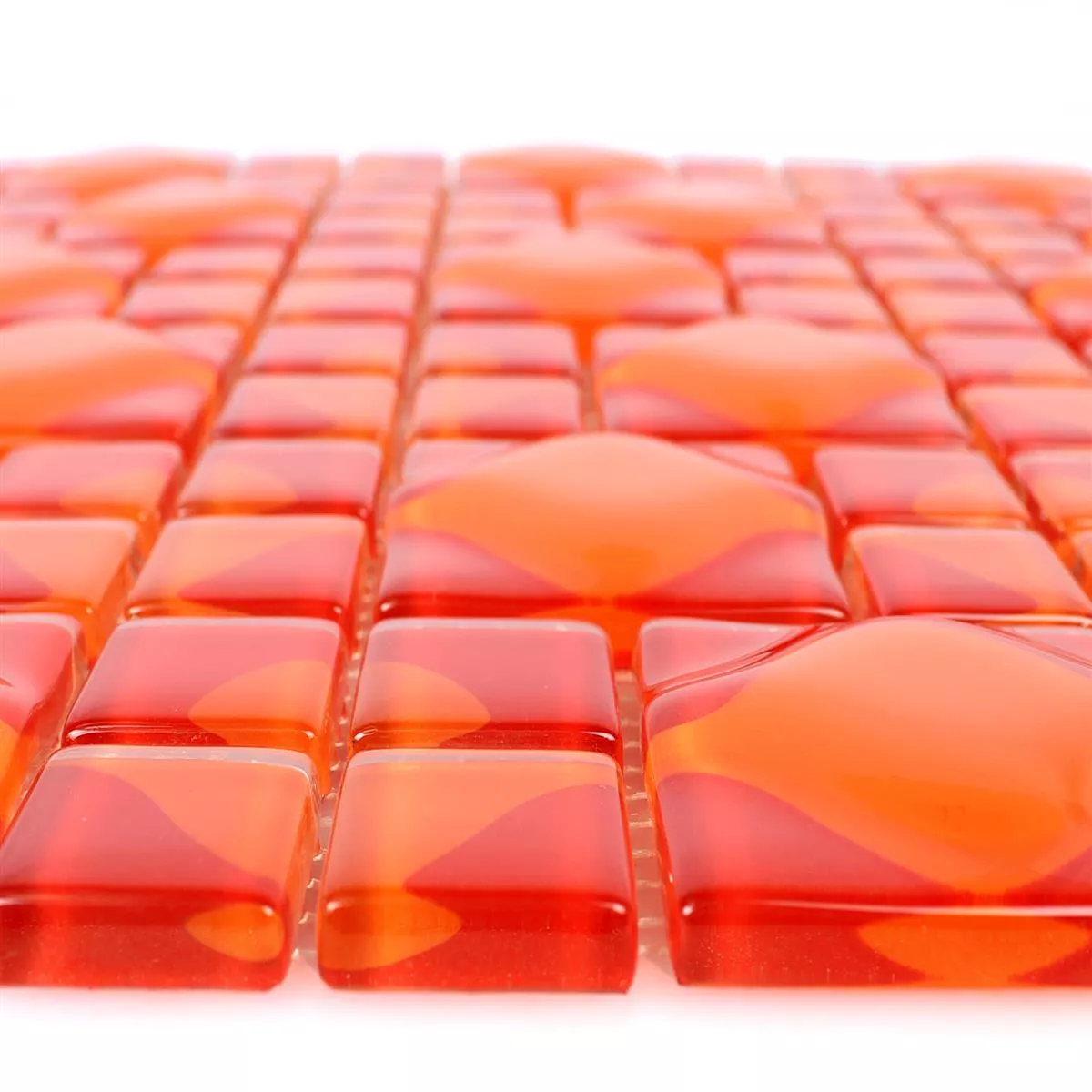 Glasmosaik Plattor Nokta Röd Orange 3D