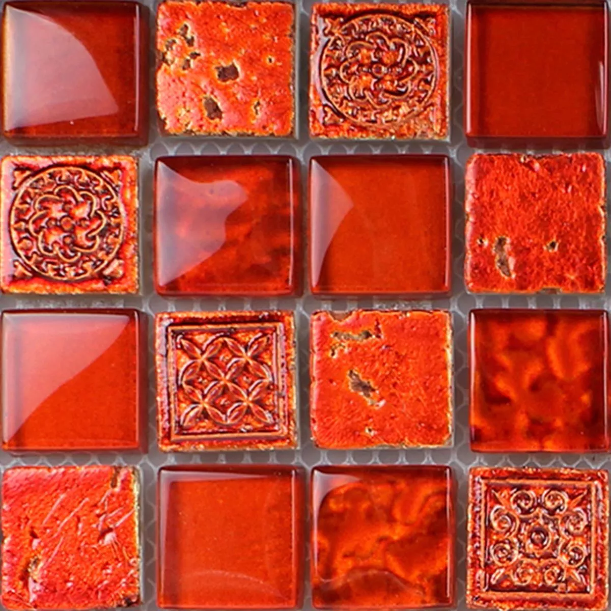 Prov Mosaik Georgia Glas Natursten Mix Röd