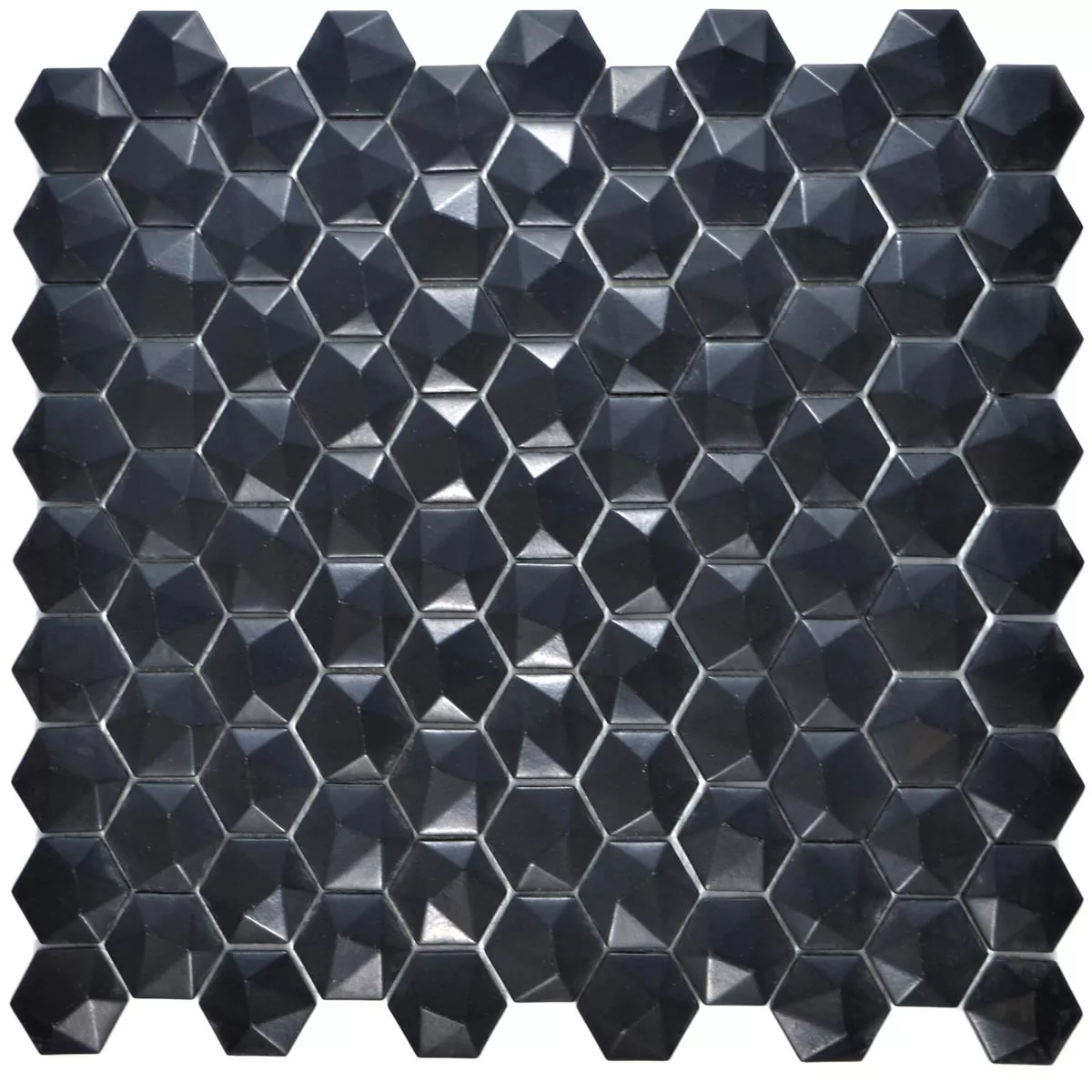 Prov Glasmosaik Plattor Benevento Hexagon 3D Svart