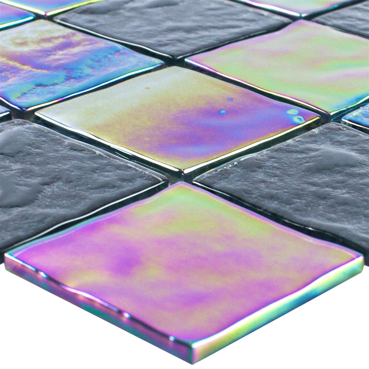 Glasmosaik Plattor Pärlemor Effekt Darwin Svart