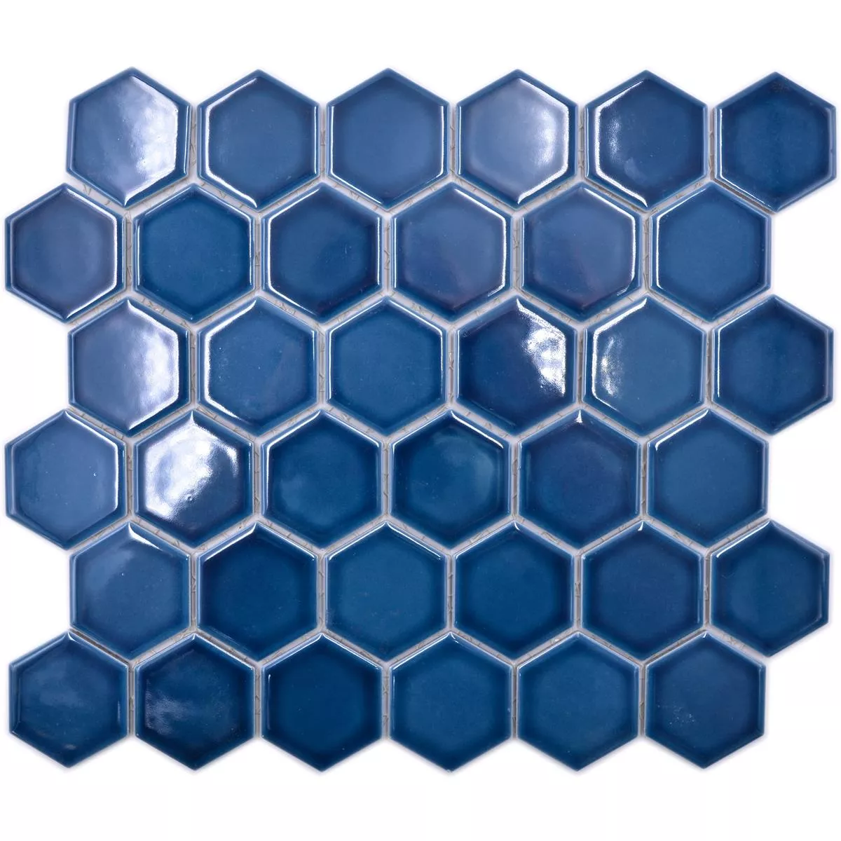 Prov från Keramikmosaik Salomon Hexagon Blå Grön H51