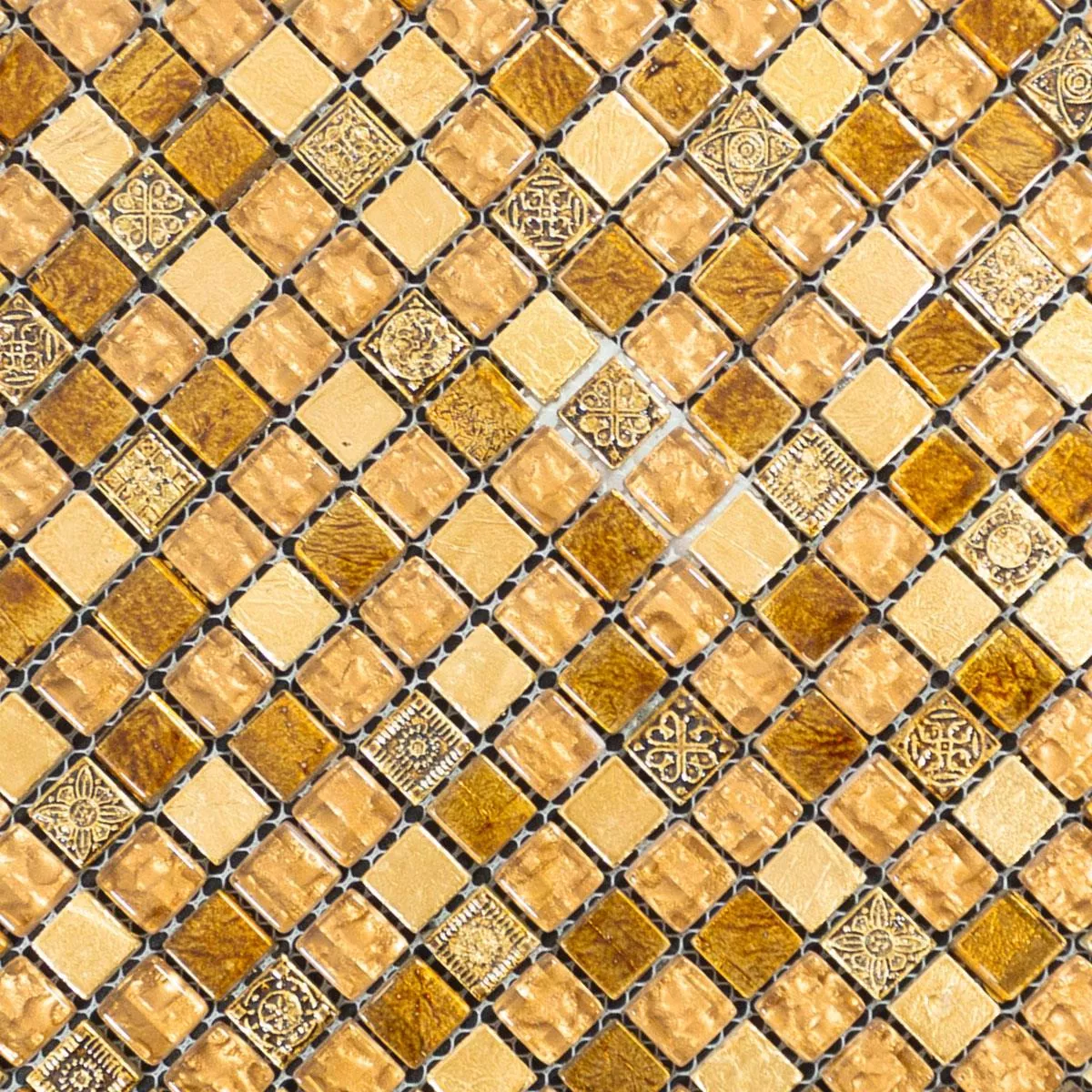Glas Marmor Mosaik Majestic Beige Guld