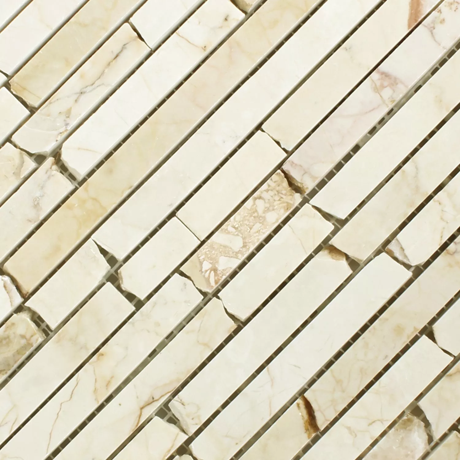 Mosaik Natursten Marmor Brick Gulden Cream Polerad