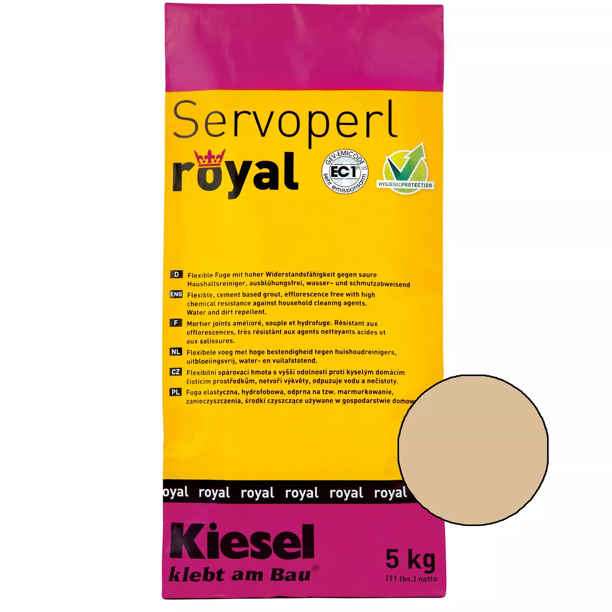 Kiesel Servoperl Royal - Flexibel, Vatten- Och Smutsavvisande Fog (5KG Safari Sand)