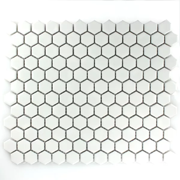 Mosaik Keramik Hexagon Vit Matt H23