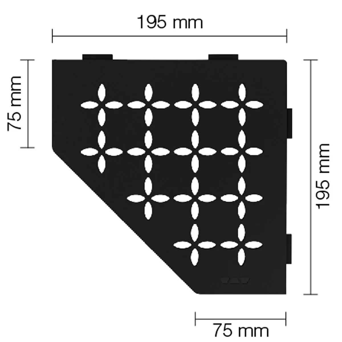 Vägghylla duschhylla Schlüter 5-hörnig 19,5x19,5cm Blomgrafit