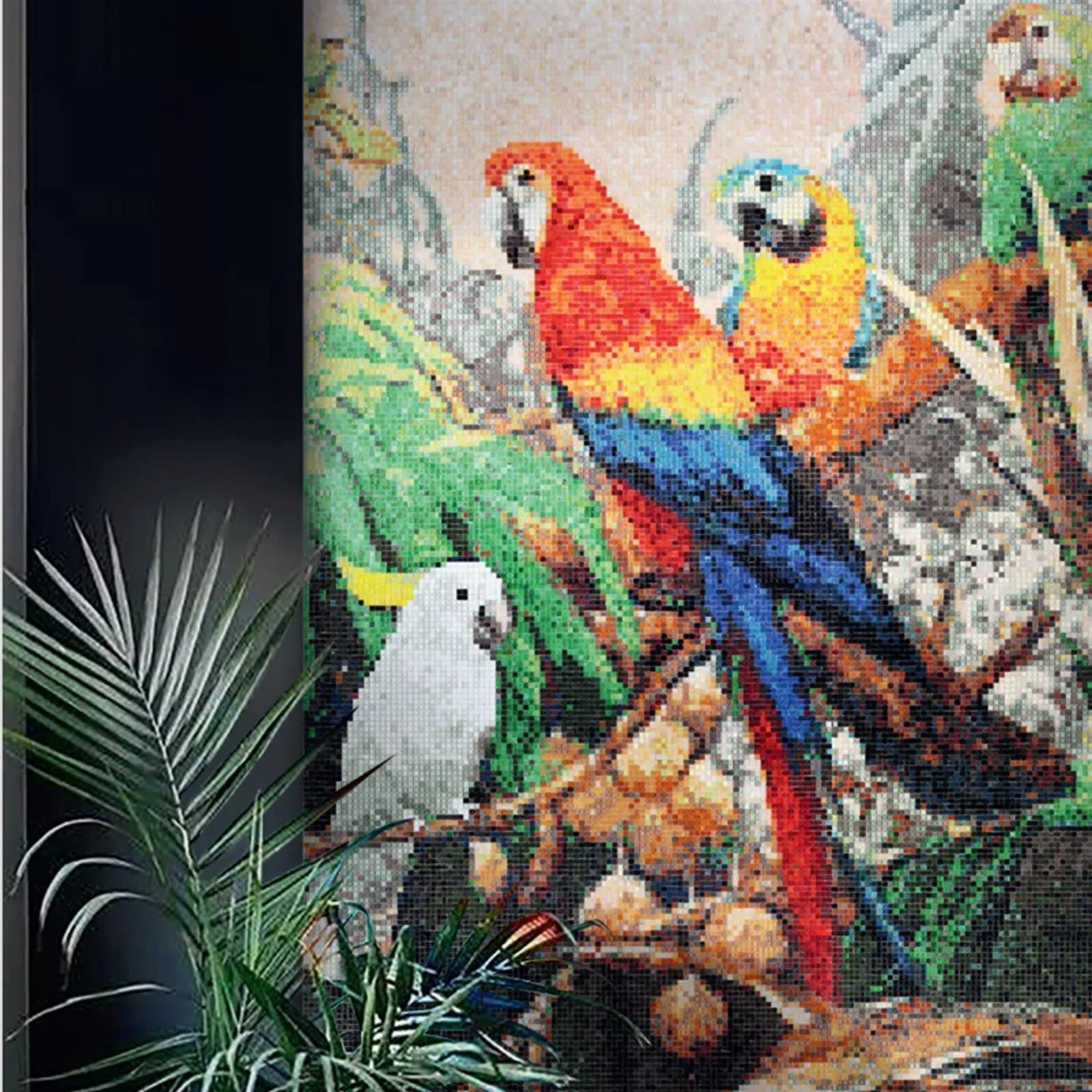 Glasmosaik Bild Parrots 140x240cm