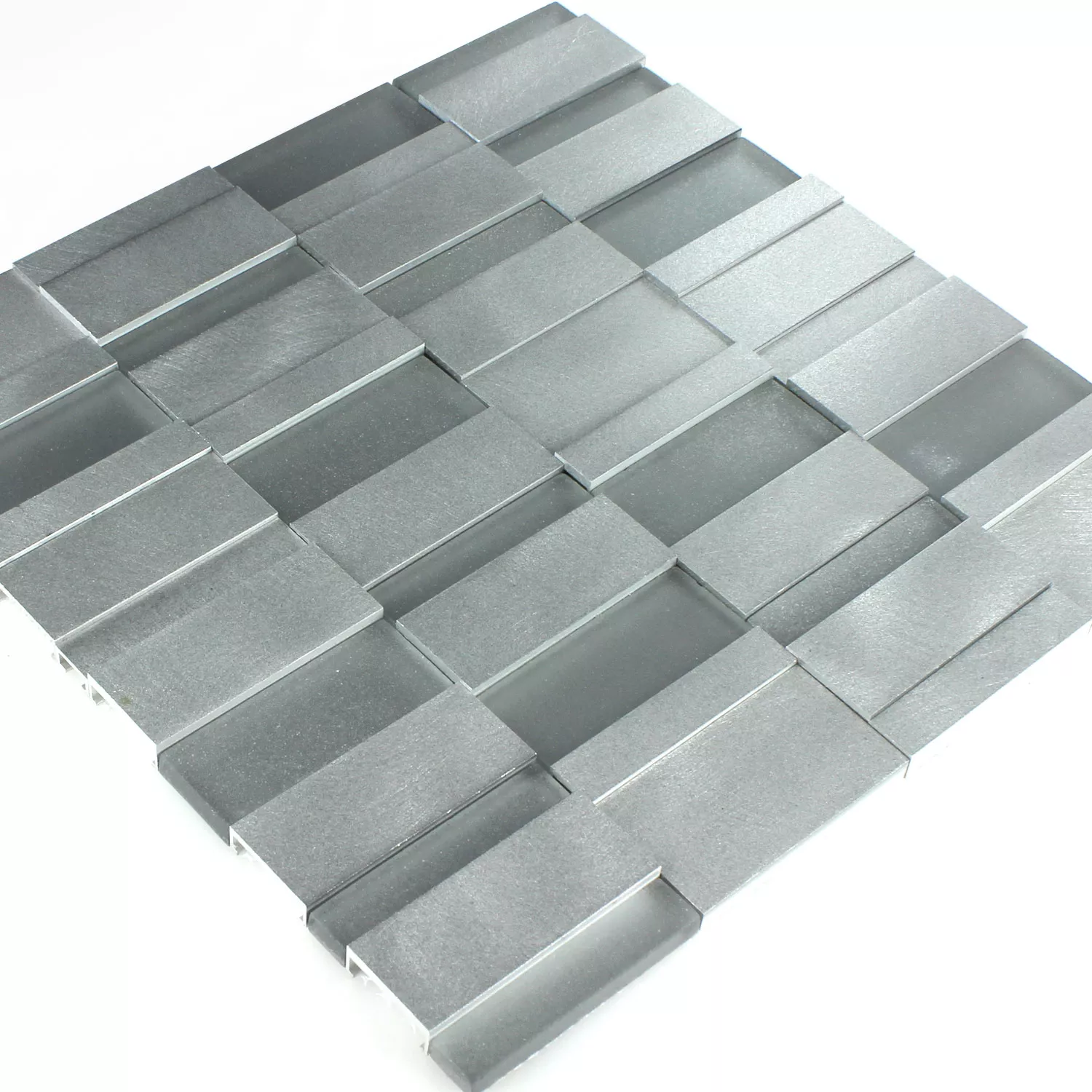 Mosaik Glas Metall Silver Mix