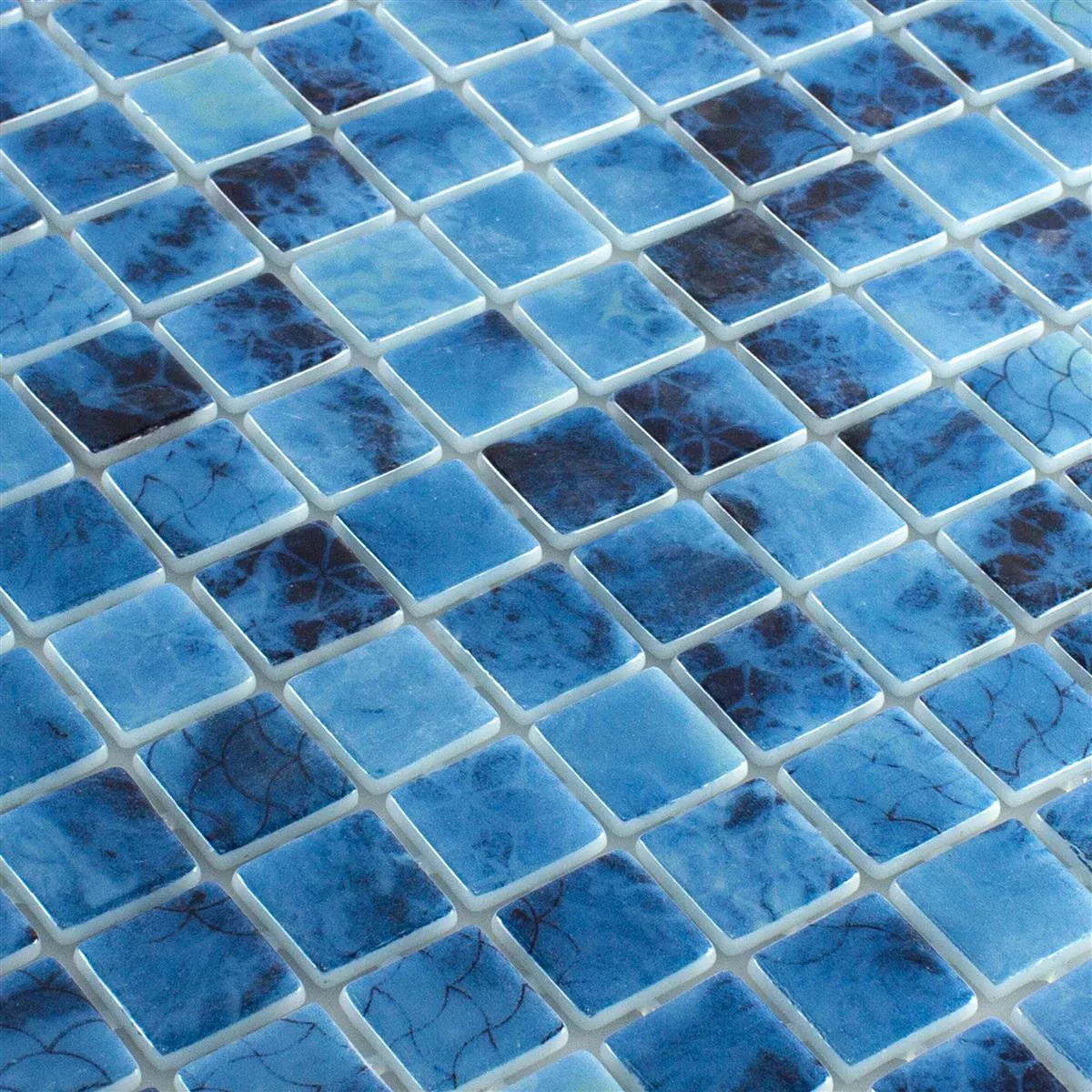 Glas Swimmingpool Mosaik Baltic Blå 25x25mm