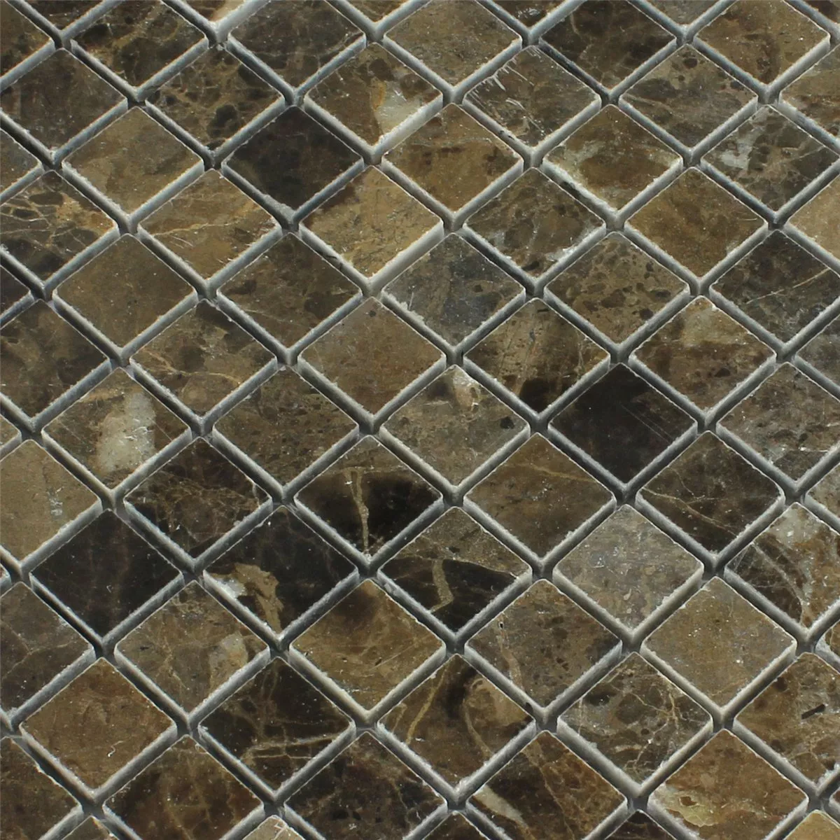 Mosaik Marmor Brun Polerad 23x23x7,5mm