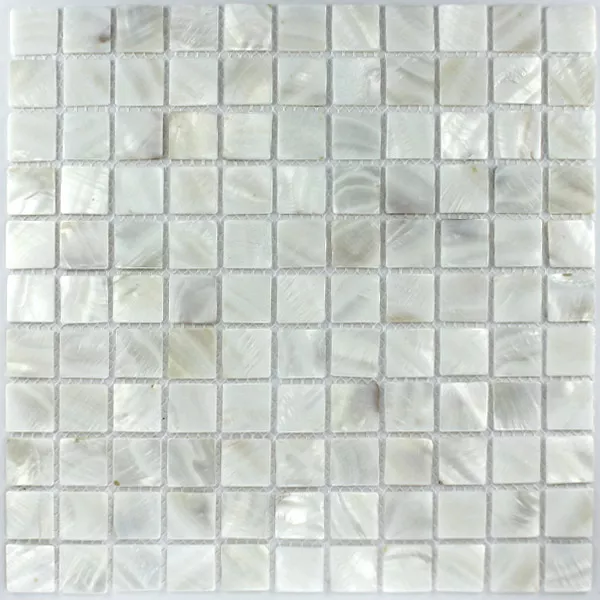 Mosaik Glas Pärlemor Effekt 25x25x2mm Vit