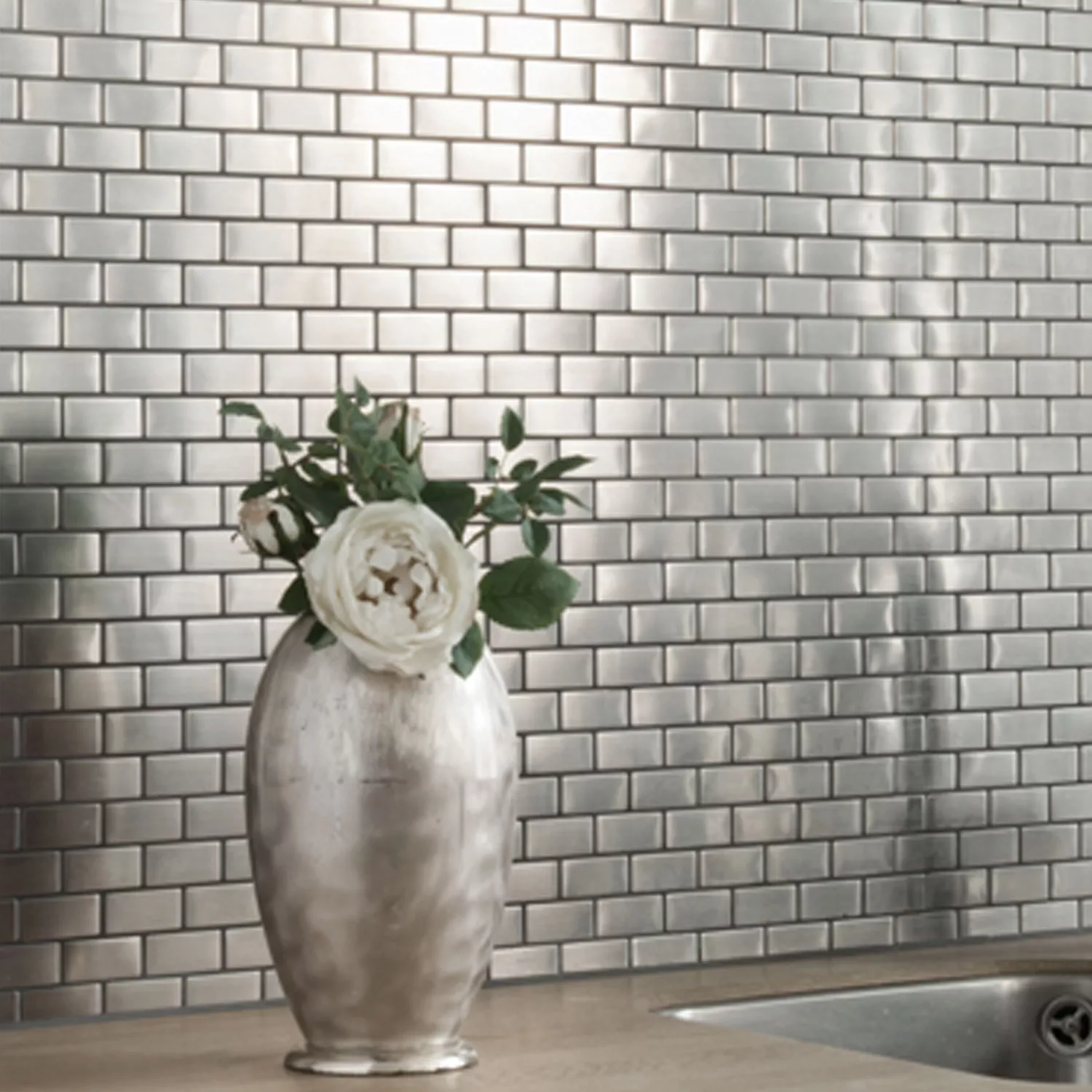 Mosaik Rostfritt Stål Silver