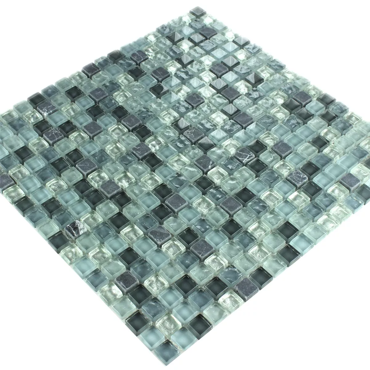Marmor Glasmosaik Grå Mix 15x15x8mm