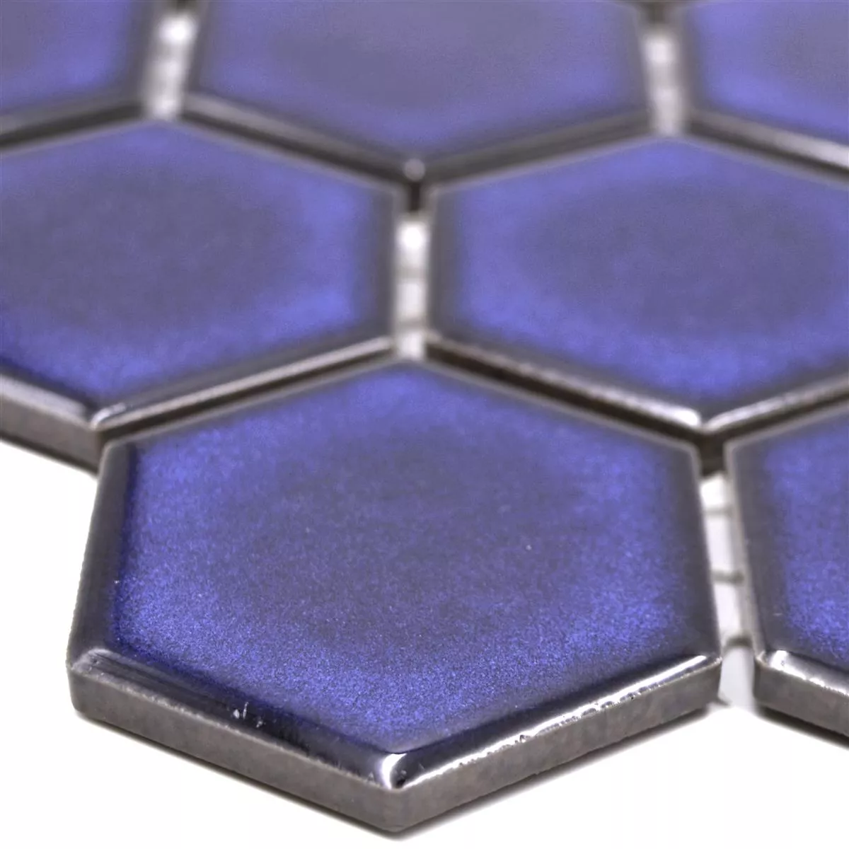 Prov från Keramikmosaik Salomon Hexagon Kobolt Blå H51