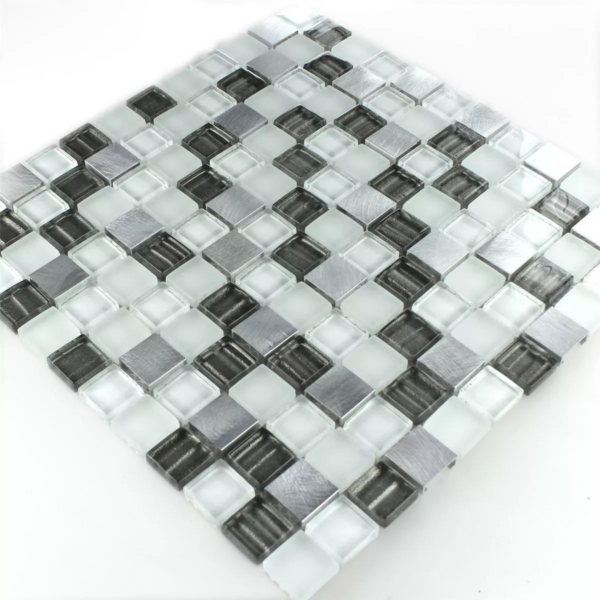 Aluminium Glasmosaik Silver Grå