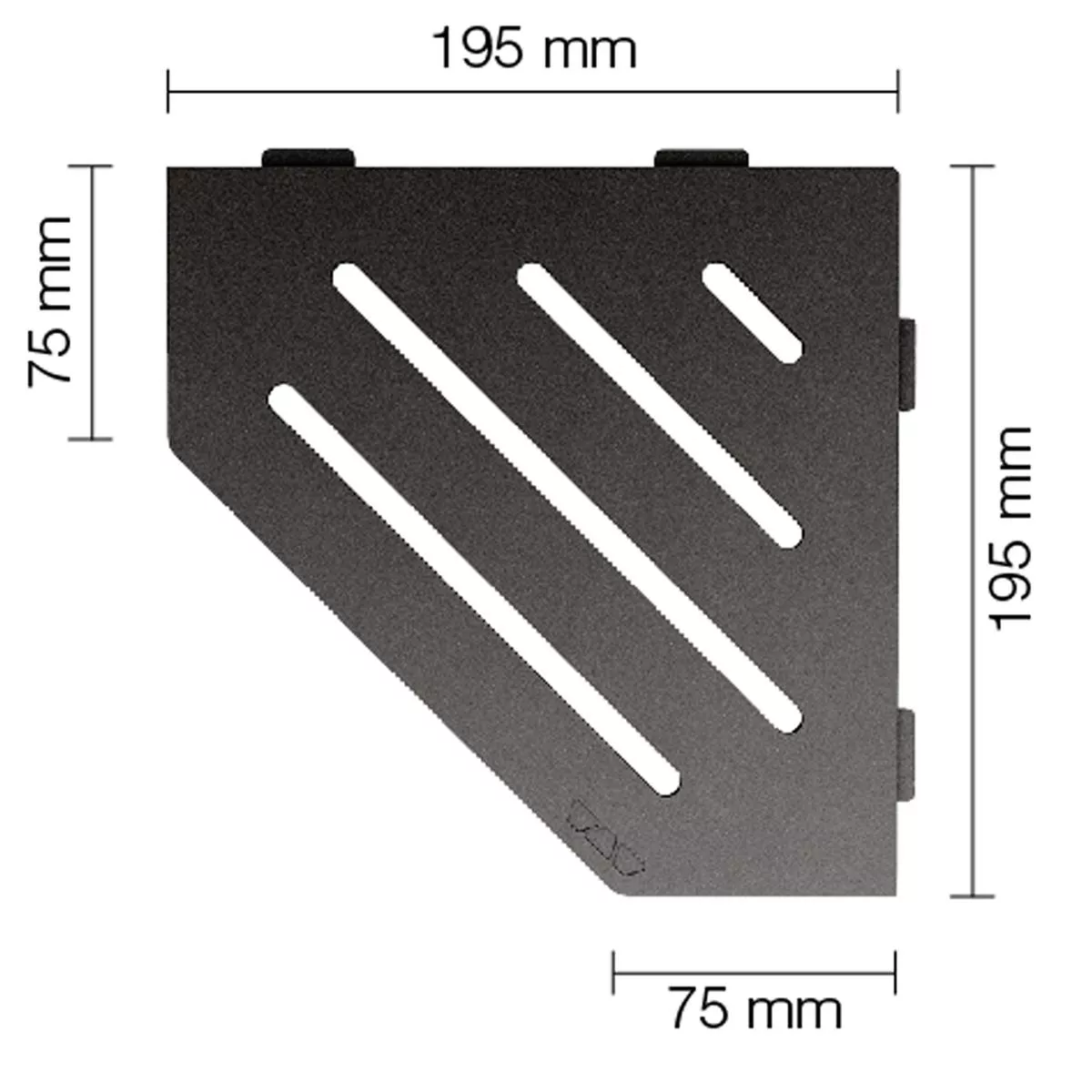 Vägghylla duschhylla Schlüter 5-hörnig 19,5x19,5cm Wave Antracit