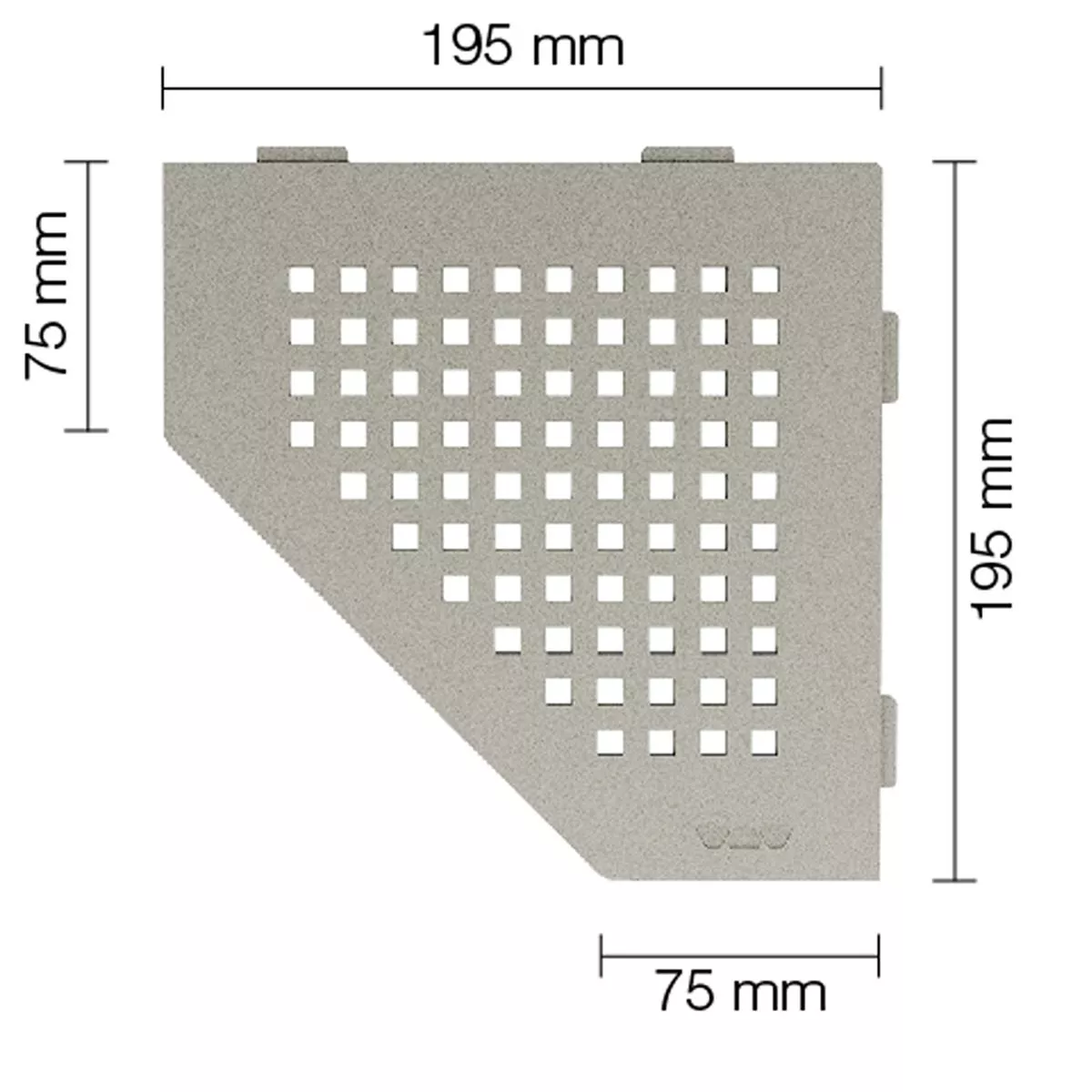 Vägghylla duschhylla Schlüter 5eck 19,5x19,5cm kvadratgrå