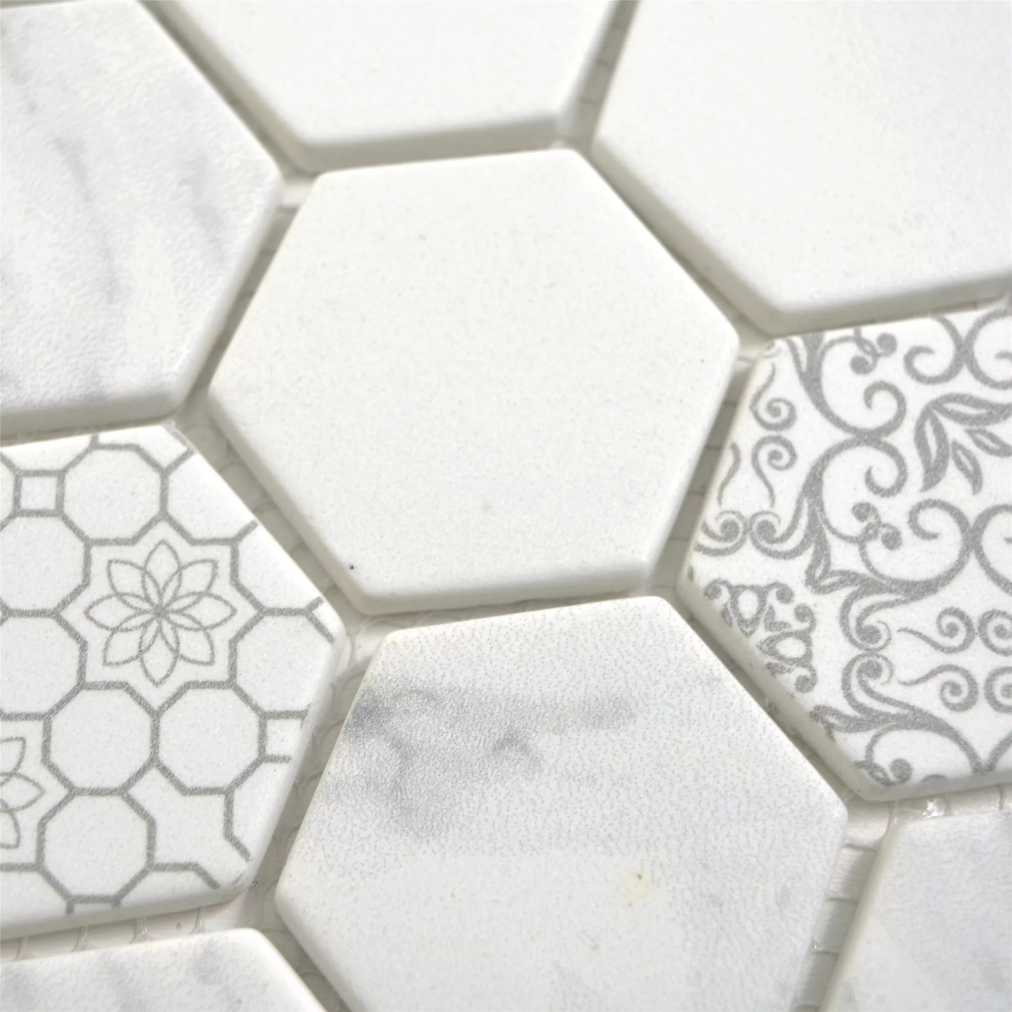 Glasmosaik Plattor Acapella Carrara Hexagon