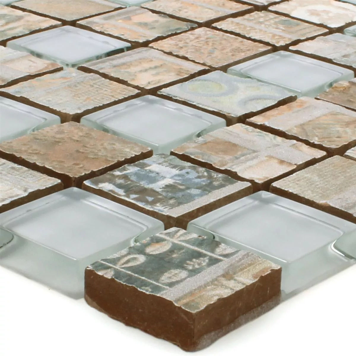 Mosaik Glas Keramik Bellevue Brun Kvadrat